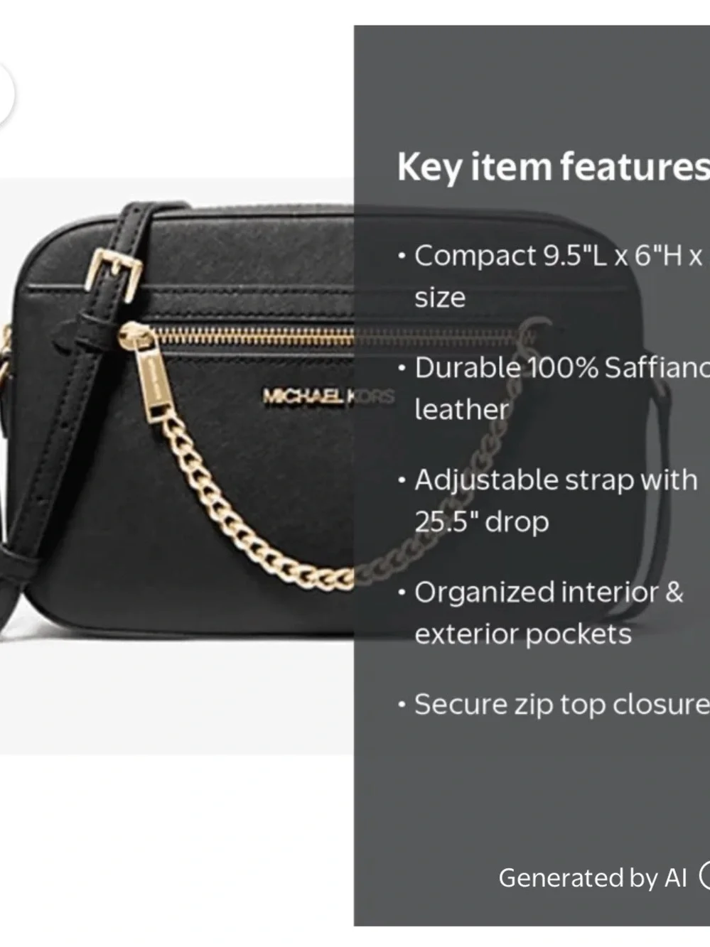 Michael Kors Jet Set Large Leather Crossbody – NWT – $110